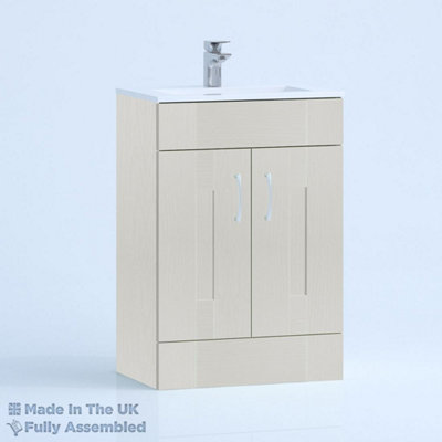 800mm Minimalist 2 Door Floor Standing Bathroom Vanity Basin Unit (Fully Assembled) - Cartmel Woodgrain Light Grey Price Comparisons | Compare The Build