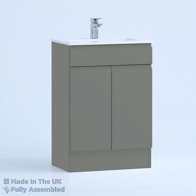 800mm Minimalist 2 Door Floor Standing Bathroom Vanity Basin Unit (Fully Assembled) - Lucente Matt Dust Grey