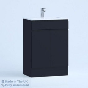 800mm Minimalist 2 Door Floor Standing Bathroom Vanity Basin Unit (Fully Assembled) - Lucente Matt Indigo