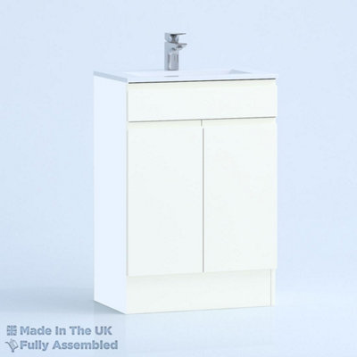 800mm Minimalist 2 Door Floor Standing Bathroom Vanity Basin Unit (Fully Assembled) - Lucente Matt White Price Comparisons | Compare The Build