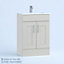 800mm Minimalist 2 Door Floor Standing Bathroom Vanity Basin Unit (Fully Assembled) - Oxford Matt Light Grey