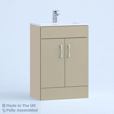 800mm Minimalist 2 Door Floor Standing Bathroom Vanity Basin Unit (Fully Assembled) - Vivo Gloss Cashmere Price Comparisons | Compare The Build
