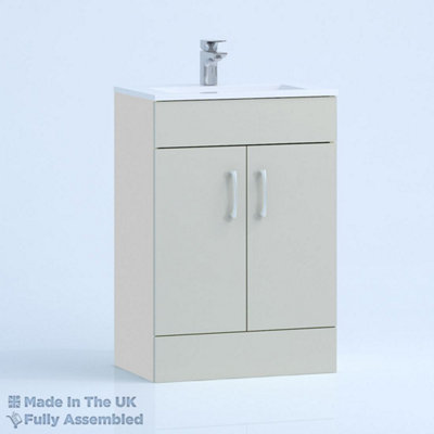 800mm Minimalist 2 Door Floor Standing Bathroom Vanity Basin Unit (Fully Assembled) - Vivo Matt Light Grey