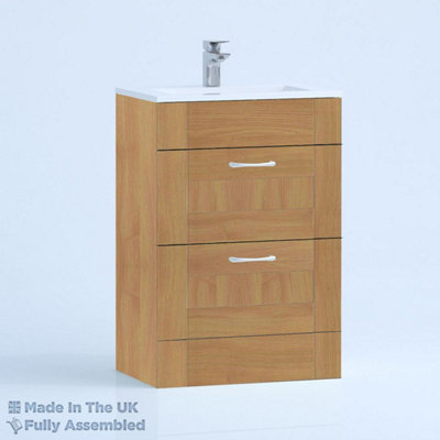 800mm Minimalist 2 Drawer Floor Standing Bathroom Vanity Basin Unit (Fully Assembled) - Cambridge Solid Wood Natural Oak Price Comparisons | Compare The Build