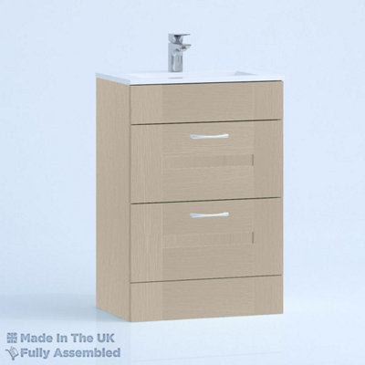 800mm Minimalist 2 Drawer Floor Standing Bathroom Vanity Basin Unit (Fully Assembled) - Cartmel Woodgrain Cashmere Price Comparisons | Compare The Build