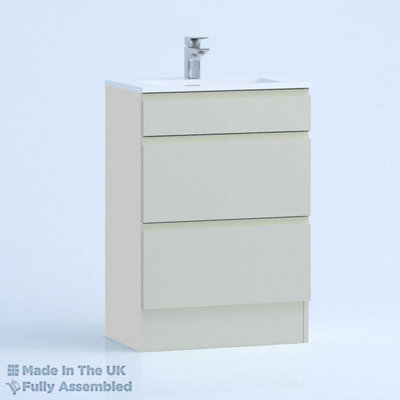 800mm Minimalist 2 Drawer Floor Standing Bathroom Vanity Basin Unit (Fully Assembled) - Lucente Matt Light Grey Price Comparisons | Compare The Build