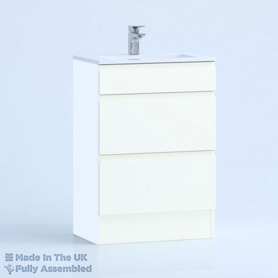 800mm Minimalist 2 Drawer Floor Standing Bathroom Vanity Basin Unit (Fully Assembled) - Lucente Matt White Price Comparisons | Compare The Build