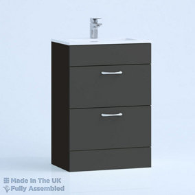 800mm Minimalist 2 Drawer Floor Standing Bathroom Vanity Basin Unit (Fully Assembled) - Vivo Matt Anthracite