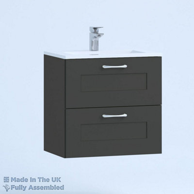 800mm Minimalist 2 Drawer Wall Hung Bathroom Vanity Basin Unit (Fully Assembled) - Oxford Matt Anthracite Price Comparisons | Compare The Build