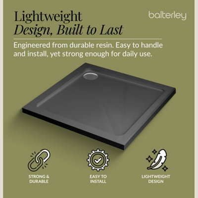 800mm Premium Square Shower Tray - Slate Grey