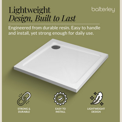 800mm Premium Square Shower Tray - White