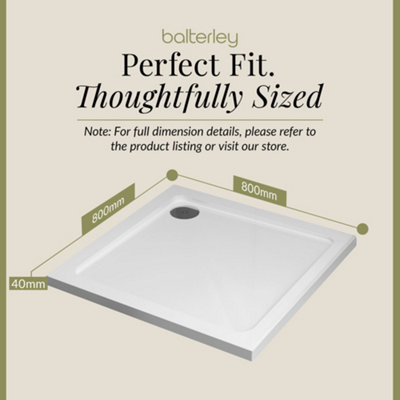 800mm Premium Square Shower Tray - White - 5