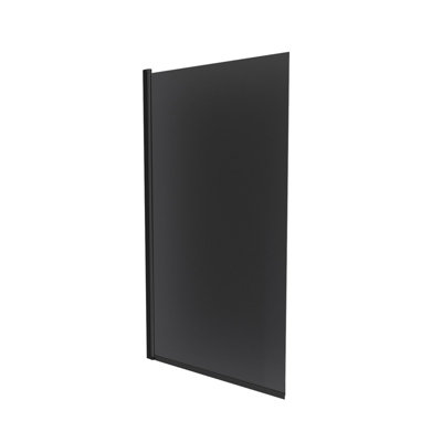 800mm Square Bath Screen Black Profile Tinted Black Glass Reversible  Kai - 5