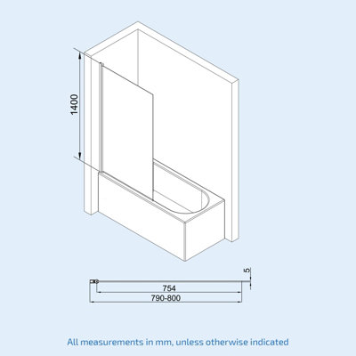800mm Square Bath Screen Black Profile Tinted Black Glass Reversible  Kai - 7