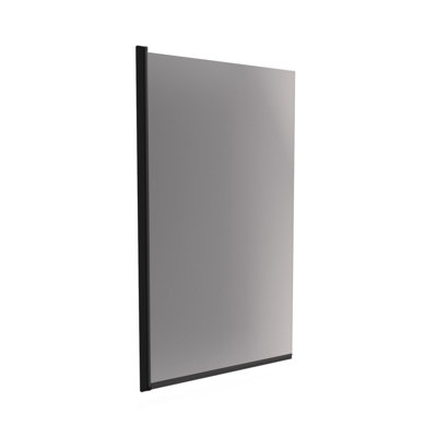 800mm Square Bath Screen Matt Black Profile Grey Tinted Glass Reversible  Sky - 6