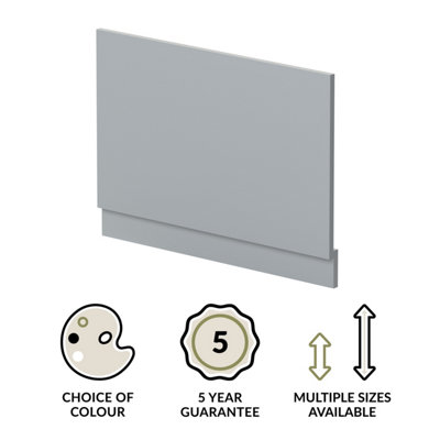 800mm Straight Reversible Bath End Panel & Plinth - Satin Grey - 3