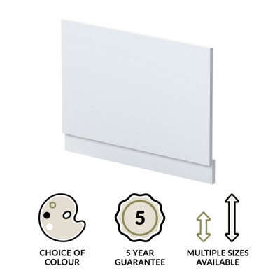 800mm Straight Reversible Bath End Panel & Plinth - Satin White - 3