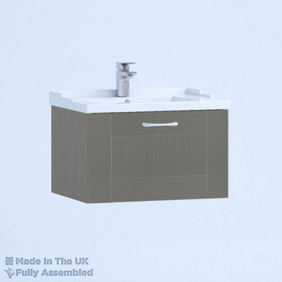 800mm Traditional 1 Drawer Wall Hung Bathroom Vanity Basin Unit (Fully Assembled) - Cambridge Solid Wood Dust Grey