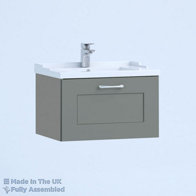 800mm Traditional 1 Drawer Wall Hung Bathroom Vanity Basin Unit (Fully Assembled) - Oxford Matt Dust Grey Price Comparisons | Compare The Build