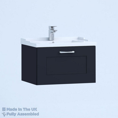 800mm Traditional 1 Drawer Wall Hung Bathroom Vanity Basin Unit (Fully Assembled) - Oxford Matt Indigo Price Comparisons | Compare The Build