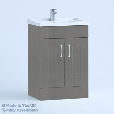 800mm Traditional 2 Door Floor Standing Bathroom Vanity Basin Unit (Fully Assembled) - Cambridge Solid Wood Dust Grey Price Comparisons | Compare The Build