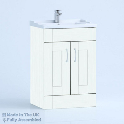 800mm Traditional 2 Door Floor Standing Bathroom Vanity Basin Unit (Fully Assembled) - Cambridge Solid Wood Ivory