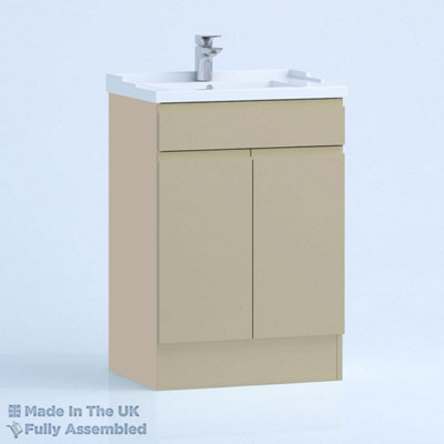 800mm Traditional 2 Door Floor Standing Bathroom Vanity Basin Unit (Fully Assembled) - Lucente Gloss Cashmere