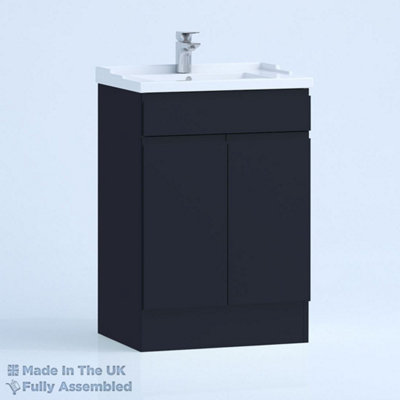 800mm Traditional 2 Door Floor Standing Bathroom Vanity Basin Unit (Fully Assembled) - Lucente Matt Indigo Price Comparisons | Compare The Build