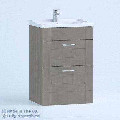 800mm Traditional 2 Drawer Floor Standing Bathroom Vanity Basin Unit (Fully Assembled) - Cambridge Solid Wood Dust Grey Price Comparisons | Compare The Build