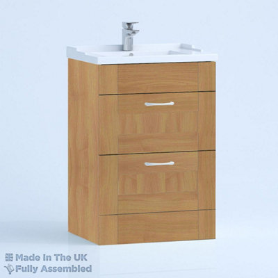 800mm Traditional 2 Drawer Floor Standing Bathroom Vanity Basin Unit (Fully Assembled) - Cambridge Solid Wood Natural Oak Price Comparisons | Compare The Build