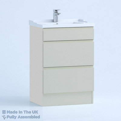 800mm Traditional 2 Drawer Floor Standing Bathroom Vanity Basin Unit (Fully Assembled) - Lucente Matt Light Grey Price Comparisons | Compare The Build