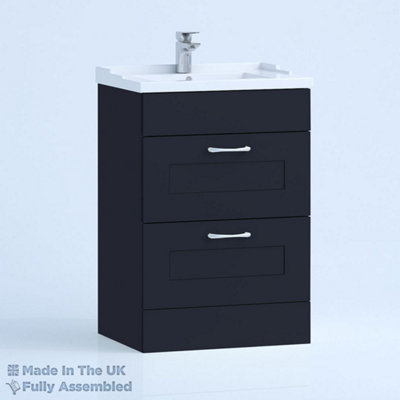 800mm Traditional 2 Drawer Floor Standing Bathroom Vanity Basin Unit (Fully Assembled) - Oxford Matt Indigo Price Comparisons | Compare The Build