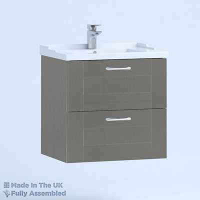 800mm Traditional 2 Drawer Wall Hung Bathroom Vanity Basin Unit (Fully Assembled) - Cambridge Solid Wood Dust Grey Price Comparisons | Compare The Build