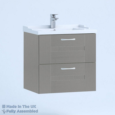 800mm Traditional 2 Drawer Wall Hung Bathroom Vanity Basin Unit (Fully Assembled) - Cartmel Woodgrain Dust Grey Price Comparisons | Compare The Build