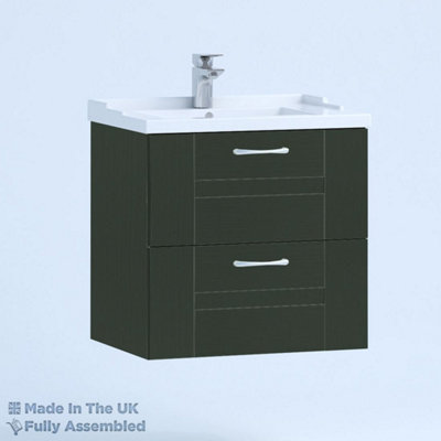 800mm Traditional 2 Drawer Wall Hung Bathroom Vanity Basin Unit (Fully Assembled) - Cartmel Woodgrain Fir Green Price Comparisons | Compare The Build