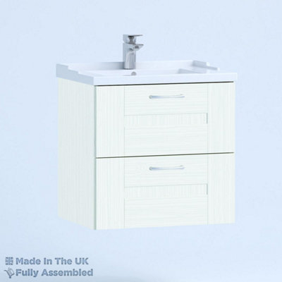 800mm Traditional 2 Drawer Wall Hung Bathroom Vanity Basin Unit (Fully Assembled) - Cartmel Woodgrain Ivory Price Comparisons | Compare The Build