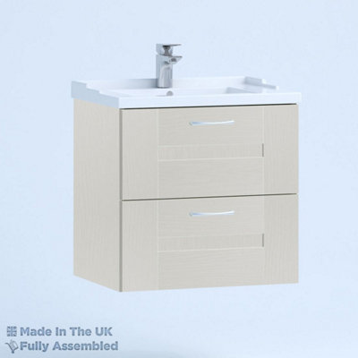800mm Traditional 2 Drawer Wall Hung Bathroom Vanity Basin Unit (Fully Assembled) - Cartmel Woodgrain Light Grey Price Comparisons | Compare The Build