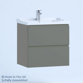 800mm Traditional 2 Drawer Wall Hung Bathroom Vanity Basin Unit (Fully Assembled) - Lucente Matt Dust Grey