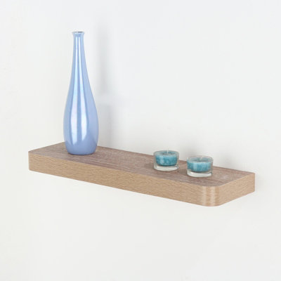 800mm trent narrow floating shelf kit, oak effect