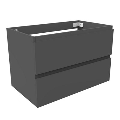 800mm Wall Mounted Bathroom Vanity Unit without Basin Matt Grey 2 Soft Close Drawers Flat Pack