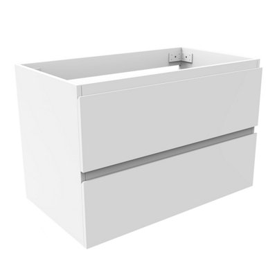 800mm Wall Mounted Bathroom Vanity Unit without Basin Matt White 2 Soft