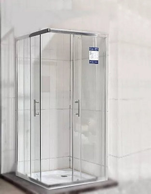 800mm x 800mm Chrome Corner Entry Shower Enclosure Including Shower Tray And Free Waste