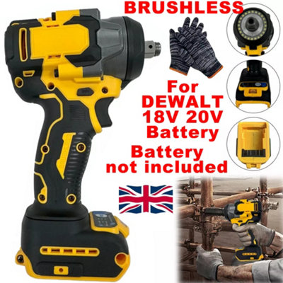800Nm Cordless Impact Wrench 1/2 Brushless Electric - Compatible with Dewalt 18V/20V Batteries (Battery Not Included)