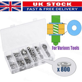 800Pcs Round Flat Repair Washers Stainless Steel For Screws Bolts M2 M2.5 M3 M4
