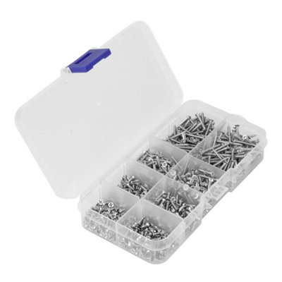 800Pcs Sliver Flat Head Self Drilling Screw Set Wood Screw Carbon Steel ...