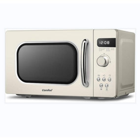 800W 20L Freestanding Microwave Oven With LED Display and Button Control,Cream