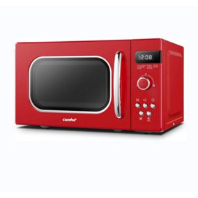 800W 20L Freestanding Microwave Oven With LED Display and Button Control,Red