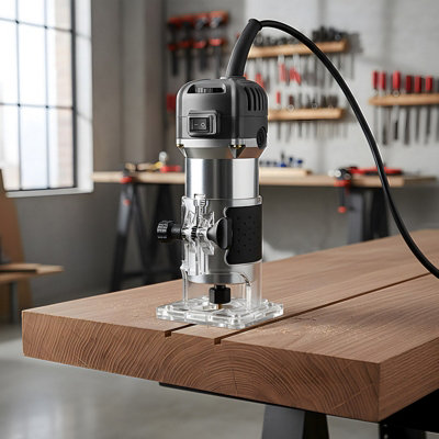 800W 6-Speed Black Coated Electric Wood Router with Router Bits Set ...