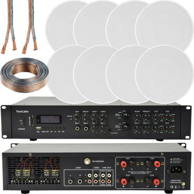 800W Bluetooth Sound System 8x 120W Slim Ceiling Speaker 4 Zone Matrix Amplifier