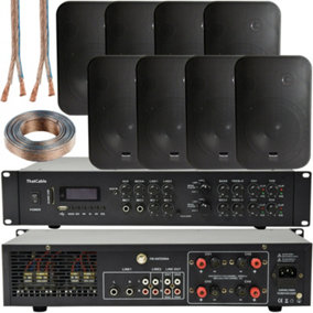 800W Bluetooth Sound System 8x 200W Black Wall Speaker 4 Zone Matrix Amplifier